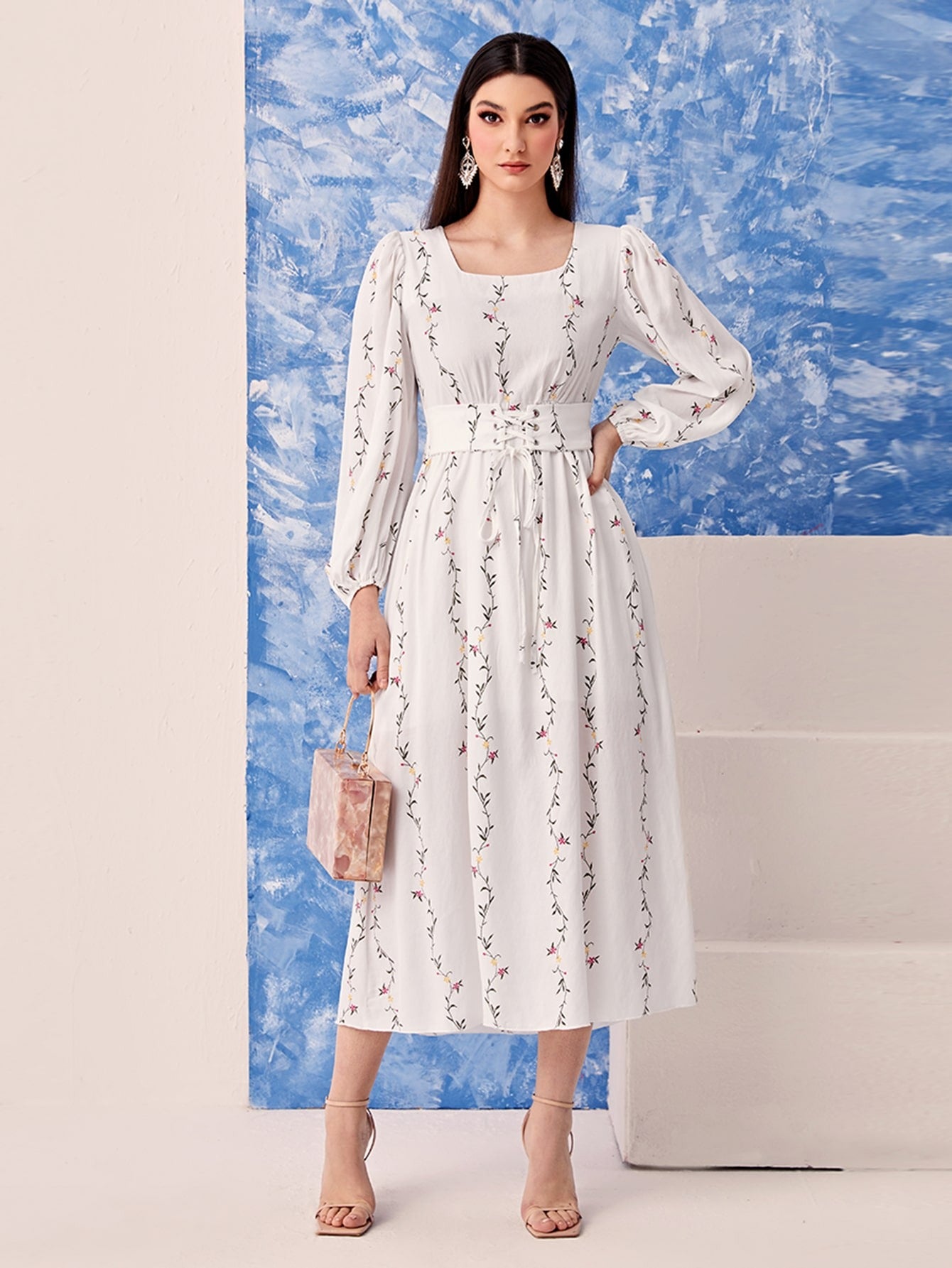 My Western white printed tranding maxi dress