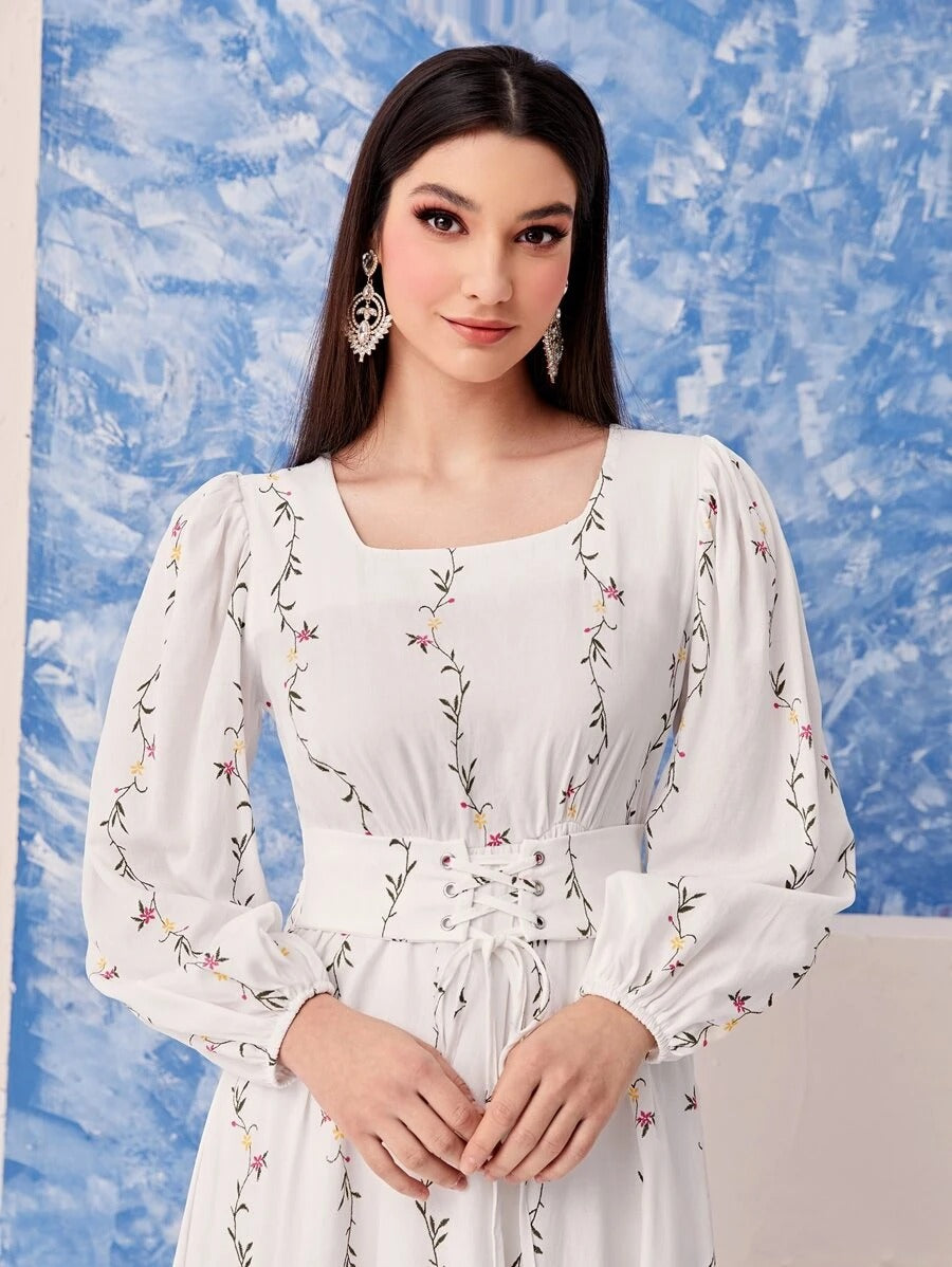 My Western white printed tranding maxi dress