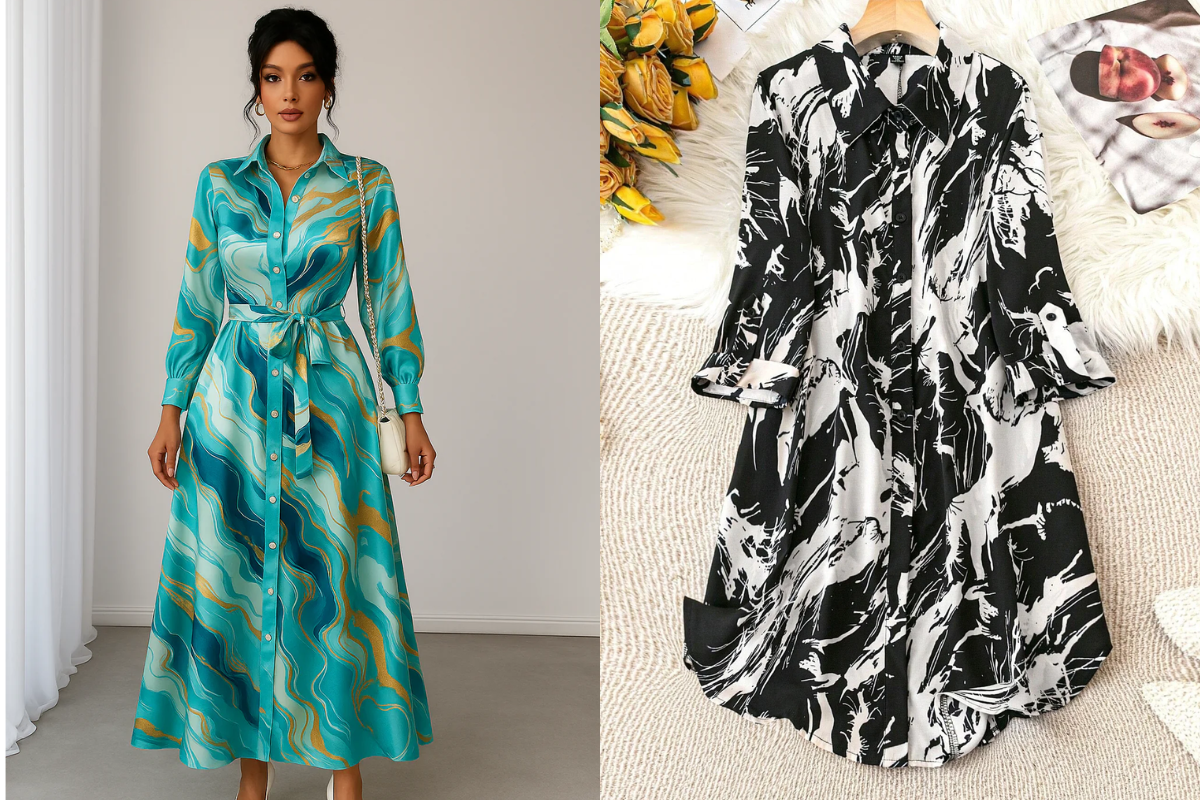 Ladies Long Sleeve Shirt Dress