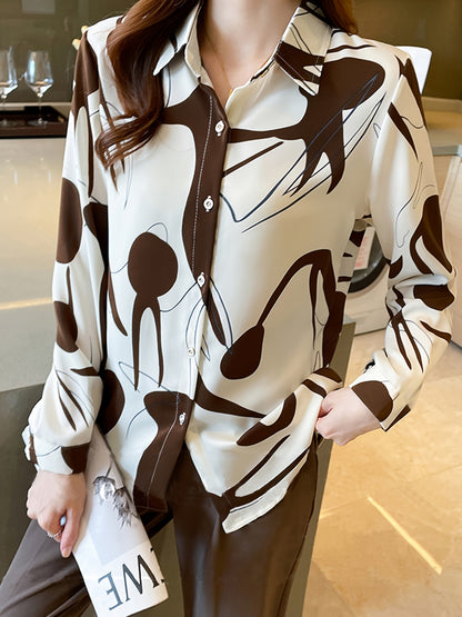 MyWestern Abstract Art Brown Print Shirt