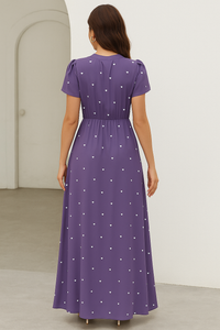 MyWestern Purple Heart-Print Maxi Dress for Women