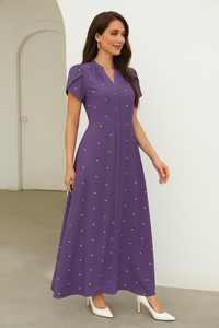 MyWestern Purple Heart-Print Maxi Dress for Women