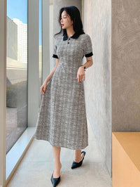 Urban Grace Check Midi Dress – Sophisticated Style, Everyday Comfort