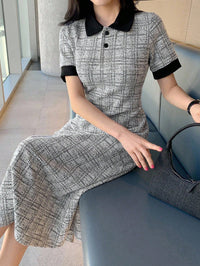 Urban Grace Check Midi Dress – Sophisticated Style, Everyday Comfort