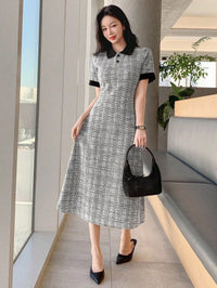 Urban Grace Check Midi Dress – Sophisticated Style, Everyday Comfort