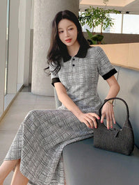 Urban Grace Check Midi Dress – Sophisticated Style, Everyday Comfort