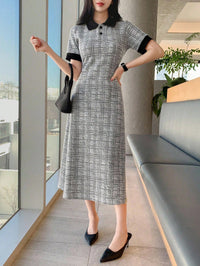 Urban Grace Check Midi Dress – Sophisticated Style, Everyday Comfort