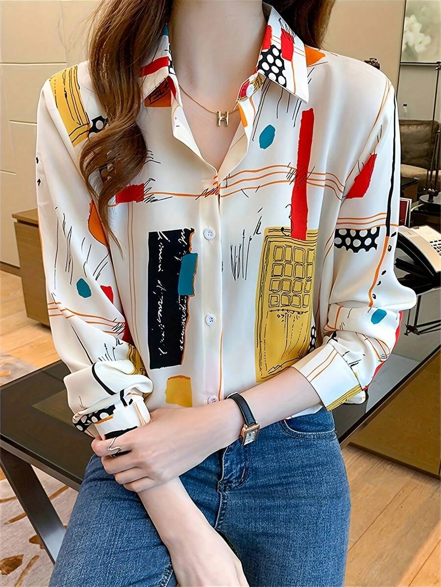 Stylish Abstract Print Rayon Shirt for Women MyWestern