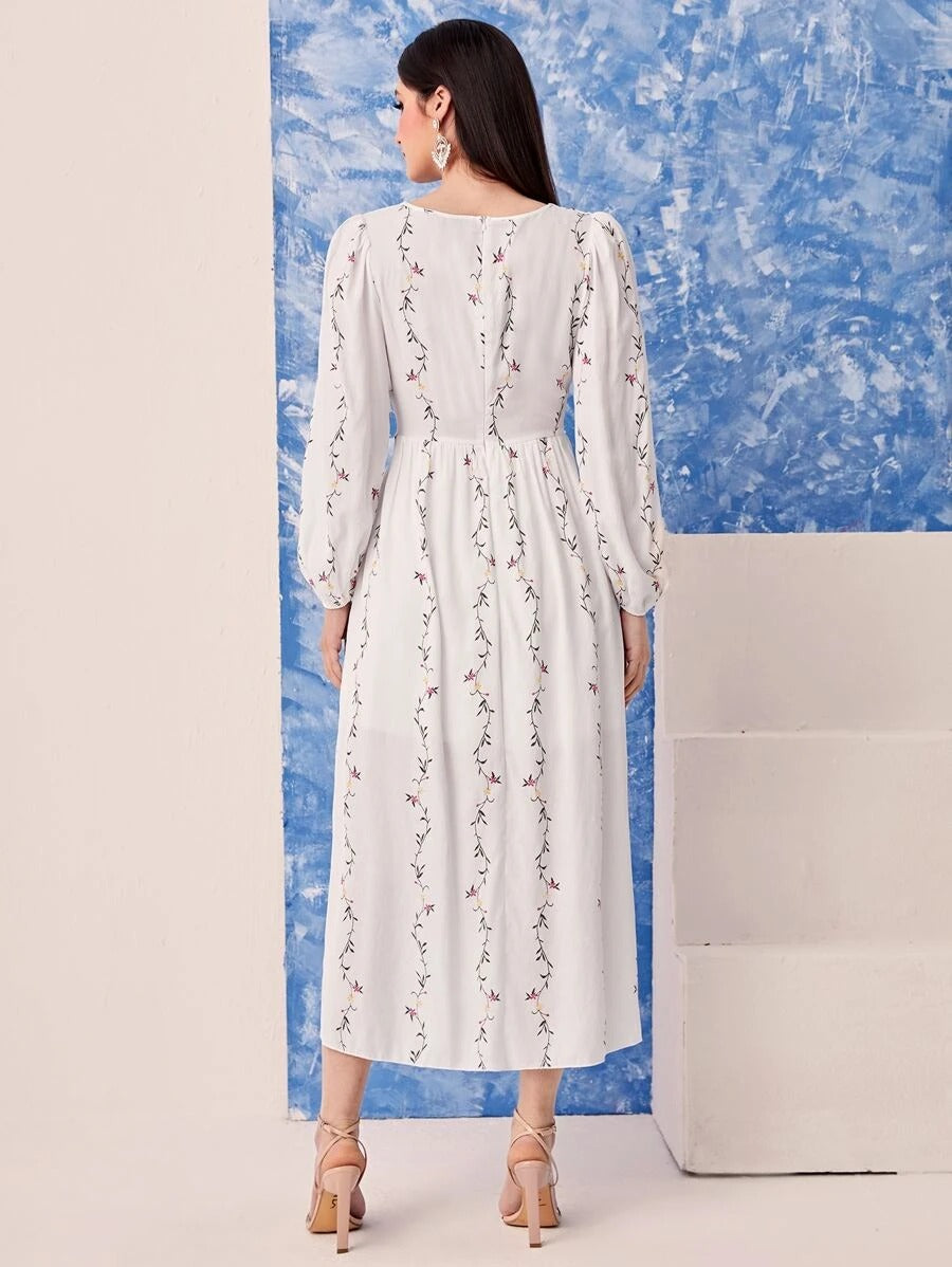 My Western  white printed tranding maxi dress