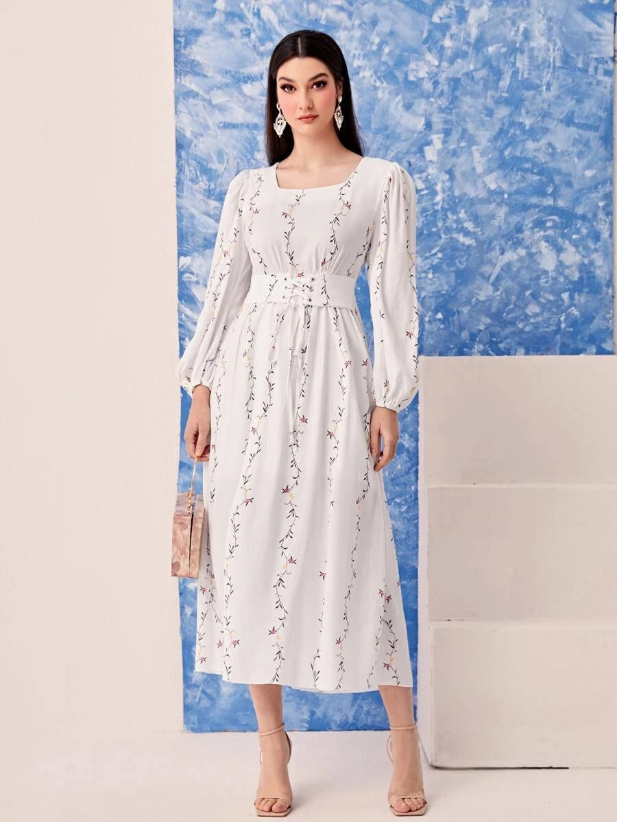 My Western  white printed tranding maxi dress