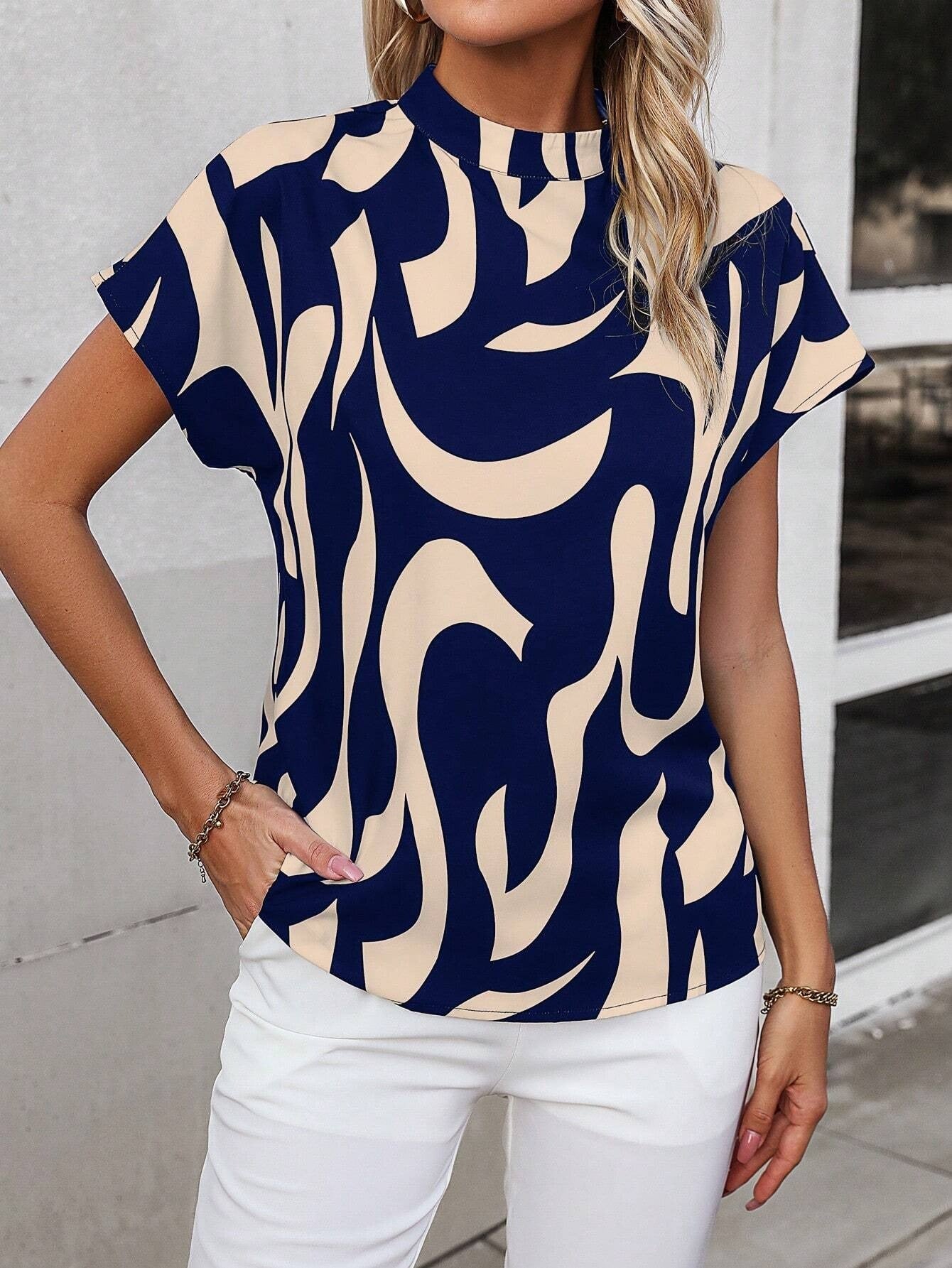 My Western Geometric Half Sleeve Printed Top