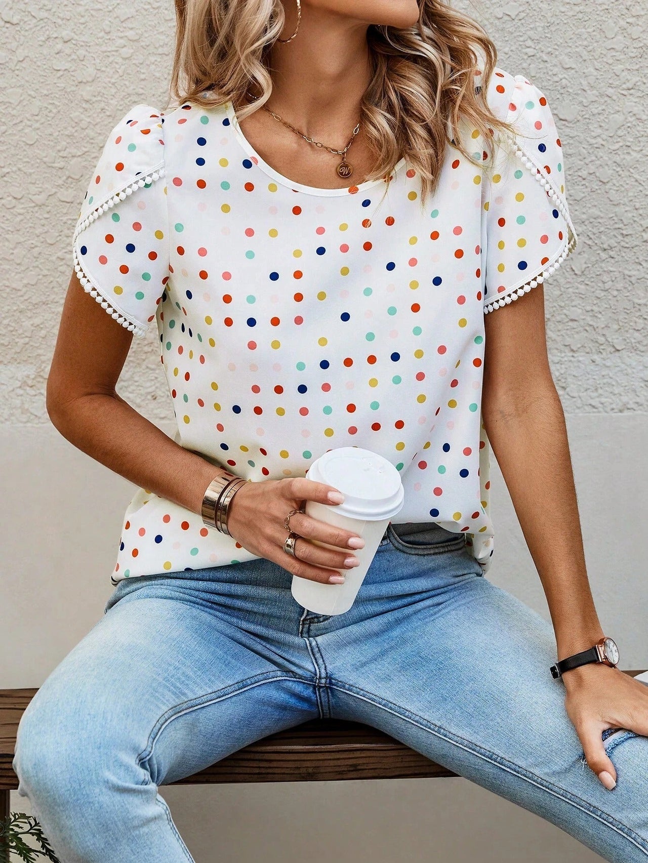 My Western Polka Dot Petal Sleeve Top My Western