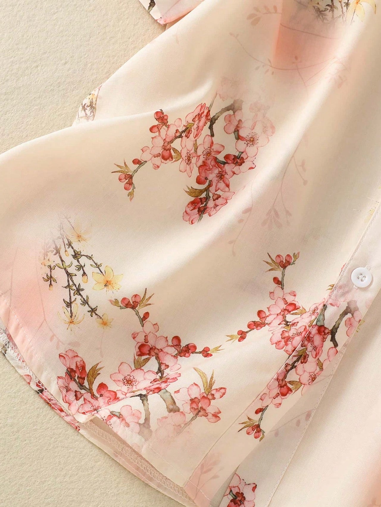 MyWestern Pink Floral Print Button-Down Shirt Top for Women