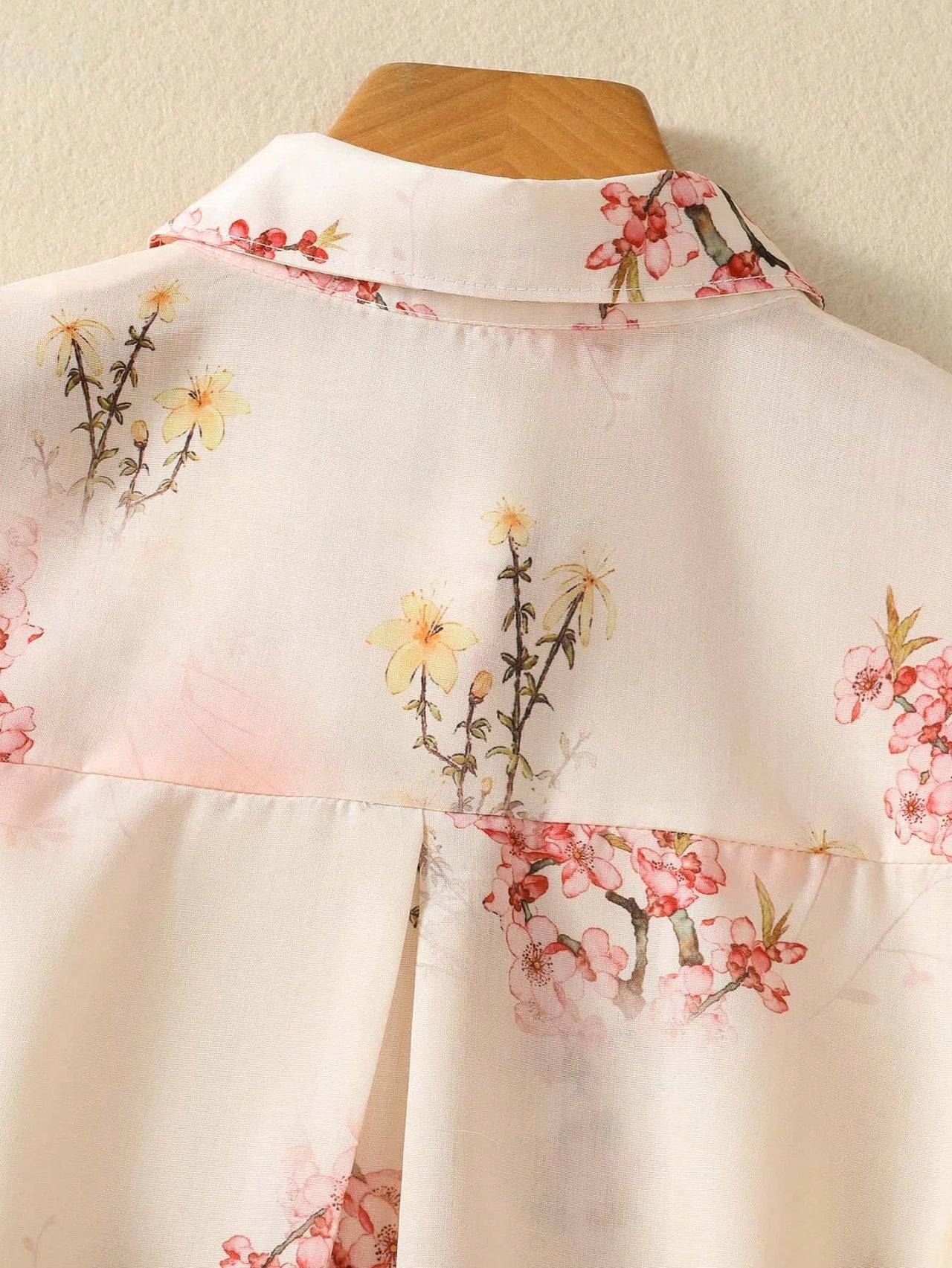 MyWestern Pink Floral Print Button-Down Shirt Top for Women