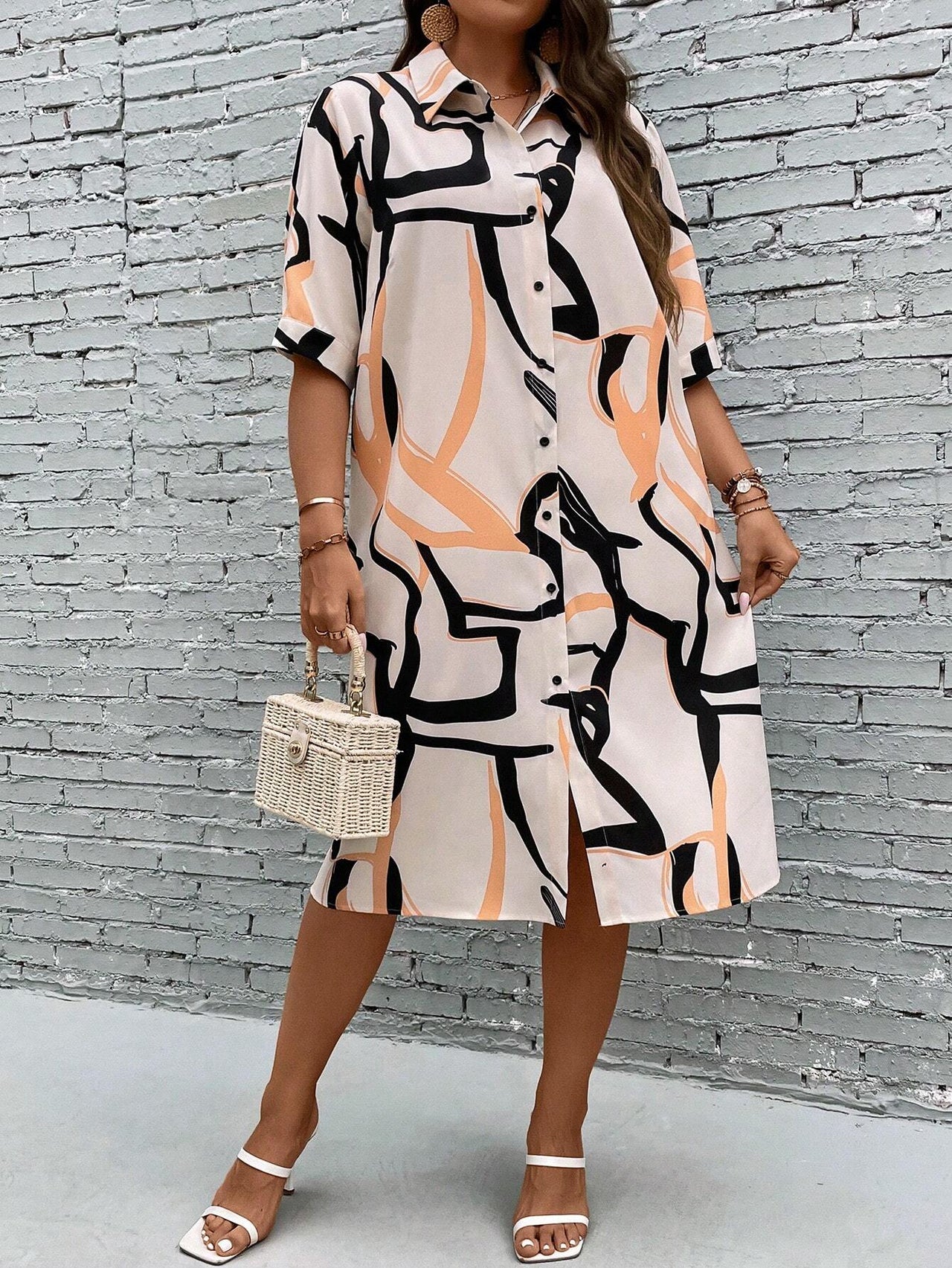 My Western Plus Allover Print Button Front Shirt Dress My Western