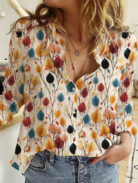 Women's Autumn Leaf Print Button-Down Shirt – Lightweight MyWestern