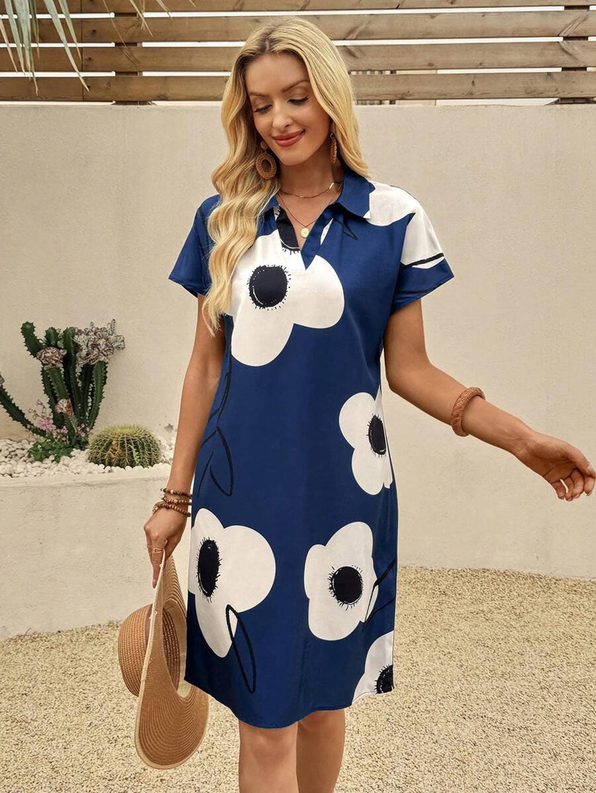 MyWestern Whimsical Blooms: Knee - Length Floral Dress - MyWestern