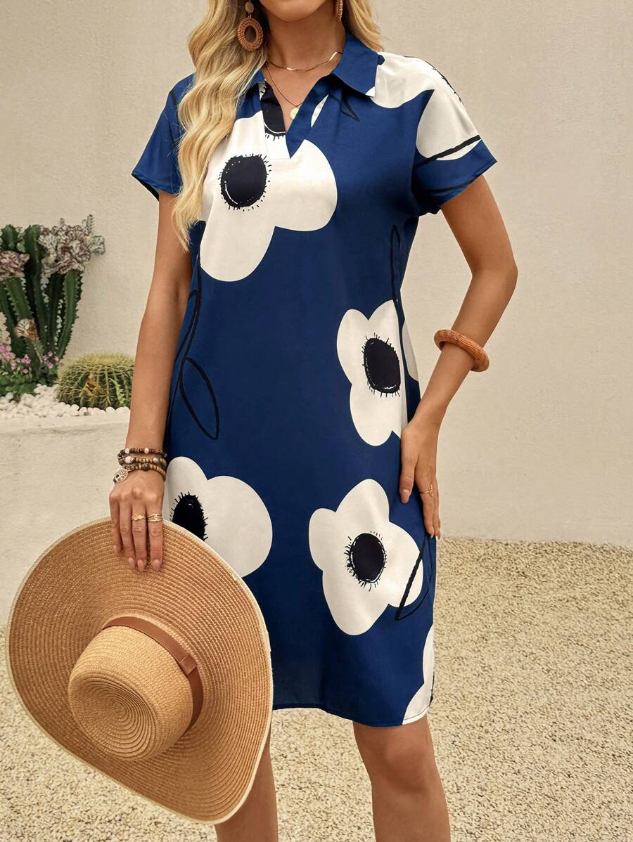 MyWestern Whimsical Blooms: Knee - Length Floral Dress - MyWestern