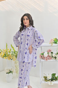 My Western Women's Cotton Floral Printed Shirt Collar Tunic with Trousers Co-Ord Set/Cotton Cord Set for Women My Western