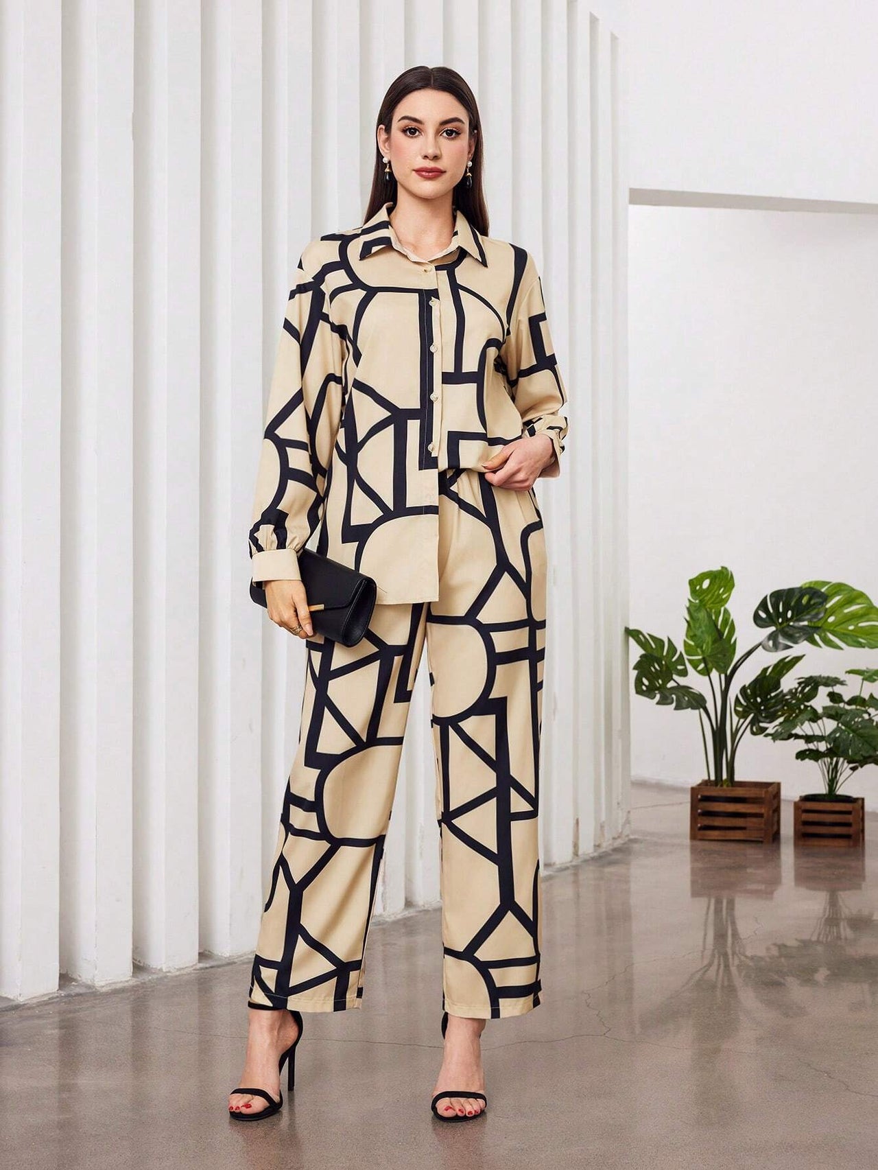 My Western Women's Cotton Floral Printed Shirt Collar Tunic with Trousers Co-Ord Set/Cotton Cord Set for Women My Western