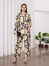 My Western Women's Cotton Floral Printed Shirt Collar Tunic with Trousers Co-Ord Set/Cotton Cord Set for Women My Western