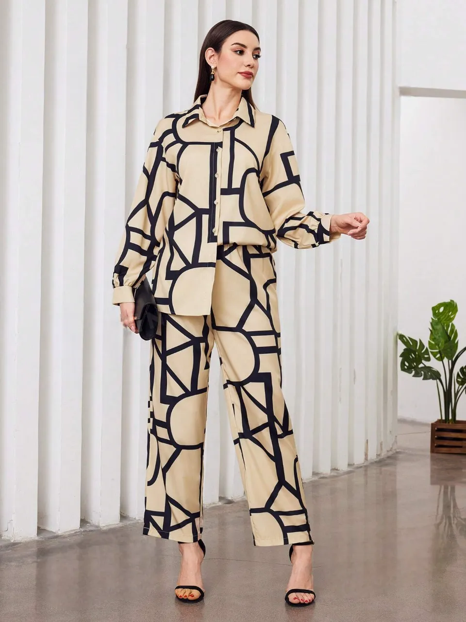 My Western Women's Cotton Floral Printed Shirt Collar Tunic with Trousers Co-Ord Set/Cotton Cord Set for Women My Western