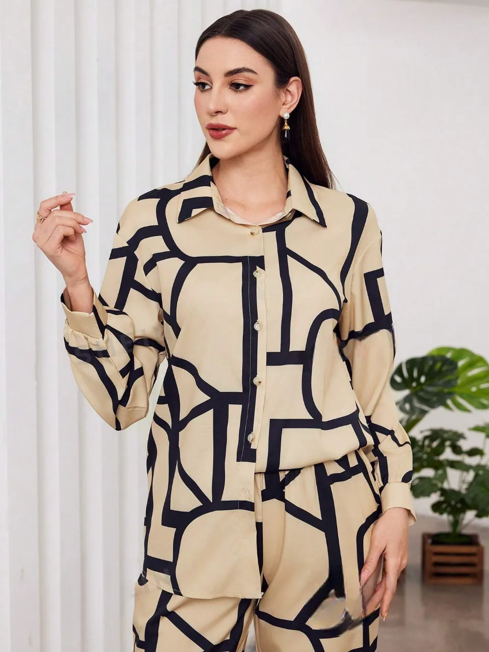 My Western Women's Cotton Floral Printed Shirt Collar Tunic with Trousers Co-Ord Set/Cotton Cord Set for Women My Western