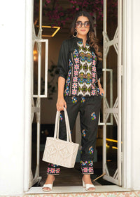 My Western Women's Rayon Embroidered Kurta Set for Women|Co-Ords Set|Tunic Pant Set|Coordinate Set My Western