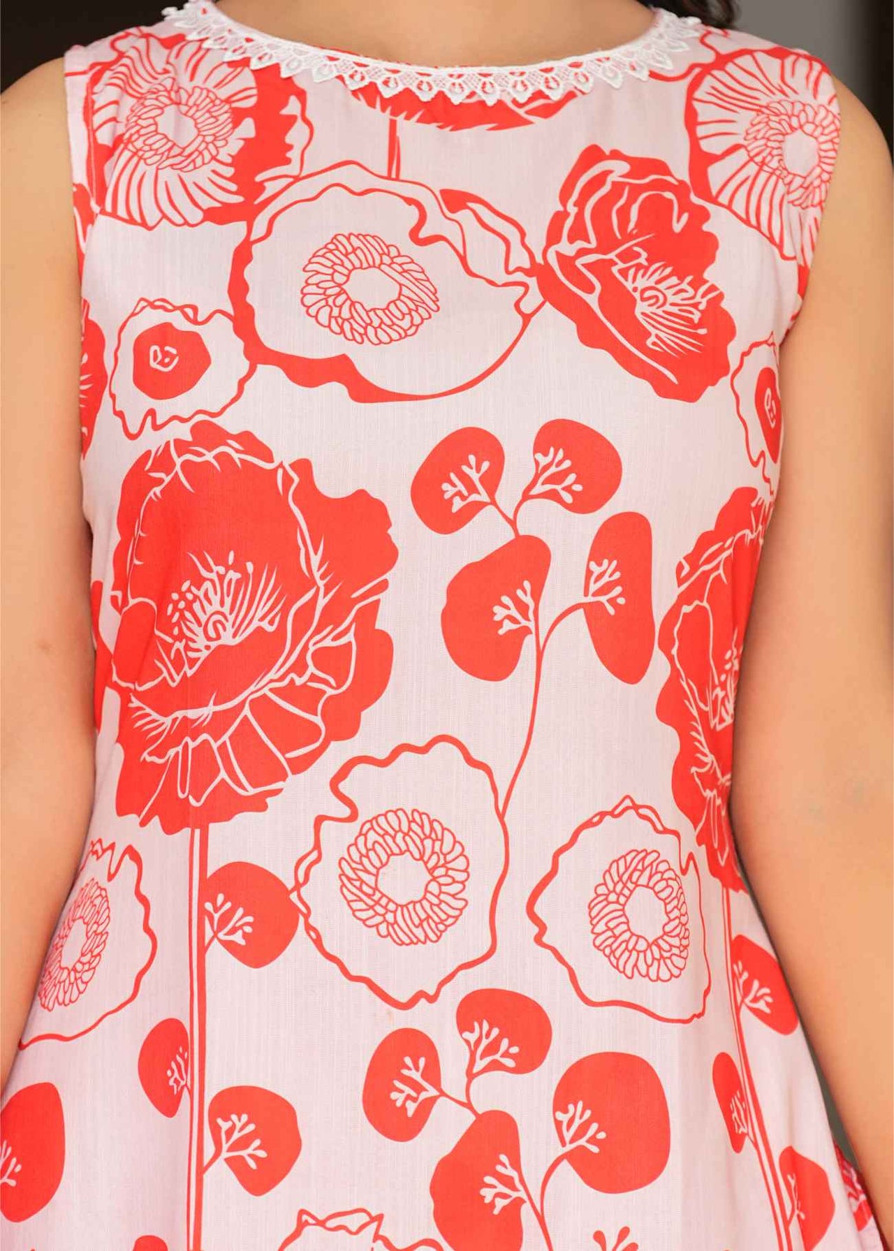My Western Women's Rayon Floral Printed Round Neck Tunic with Trousers Co-Ord Set/Rayon Co-ord Set for Women My Western