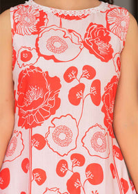 My Western Women's Rayon Floral Printed Round Neck Tunic with Trousers Co-Ord Set/Rayon Co-ord Set for Women My Western