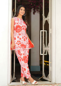 My Western Women's Rayon Floral Printed Round Neck Tunic with Trousers Co-Ord Set/Rayon Co-ord Set for Women My Western