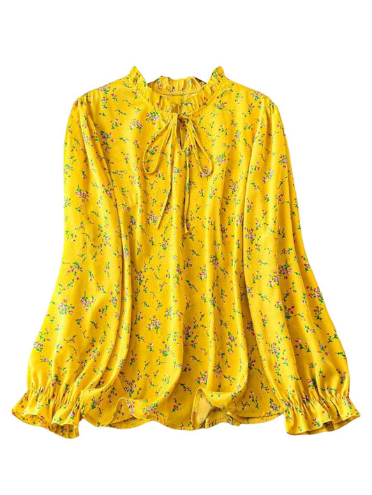 Women yellow printed top