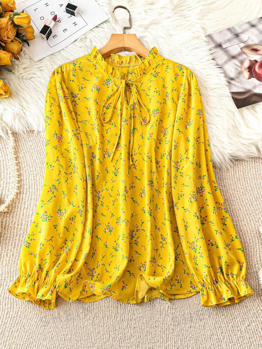 Women yellow printed top