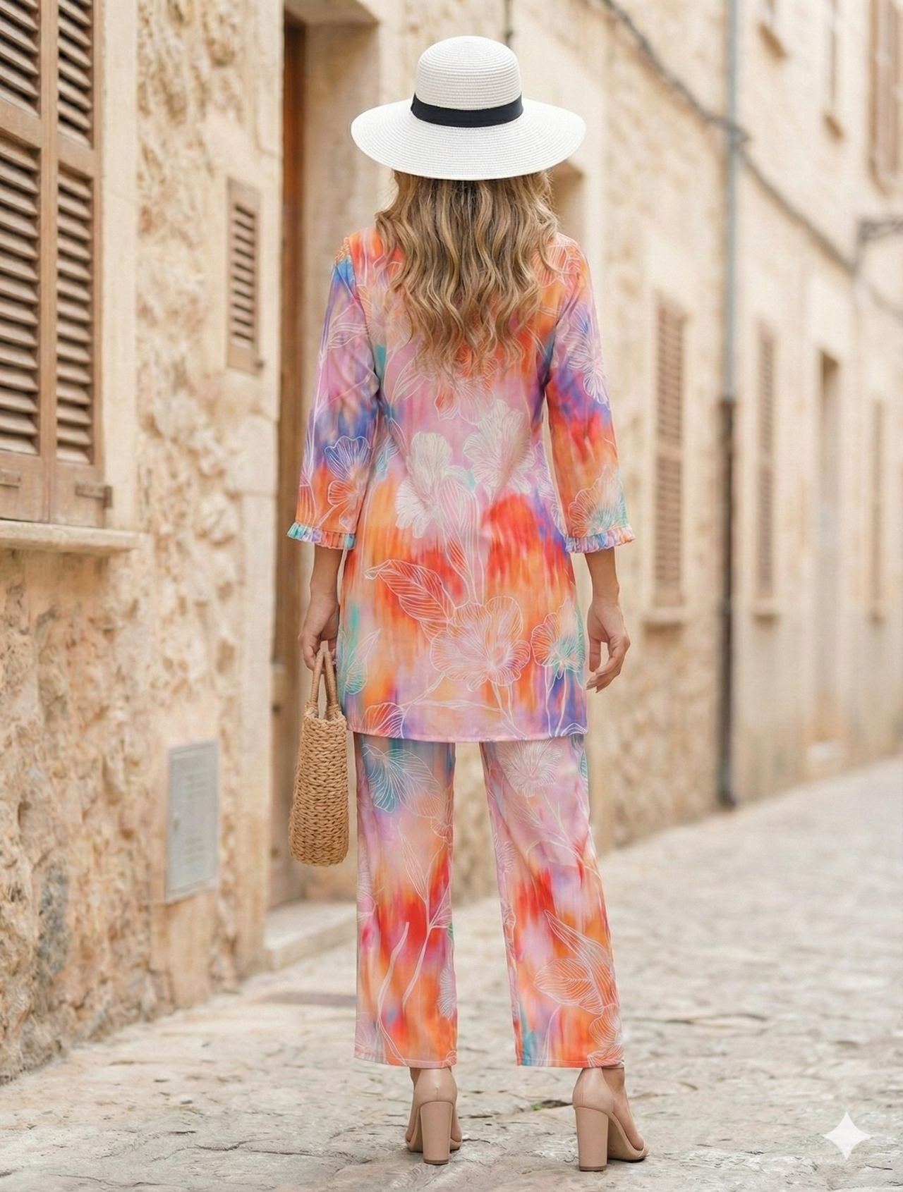 Vibrant Orange Floral Women's Co-ord Set