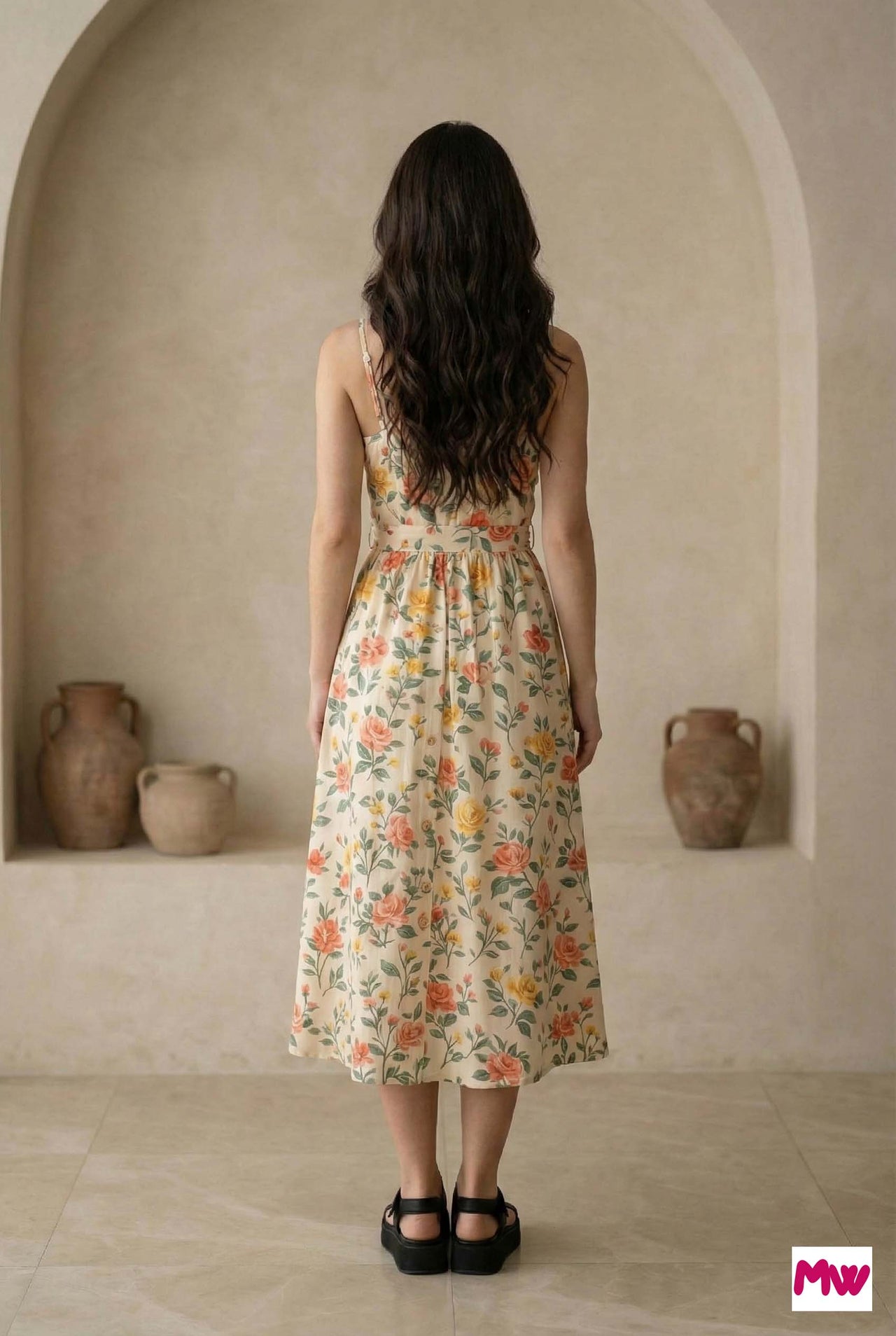 MyWestern Floral Bliss Strappy Midi Dress