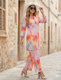 Vibrant Orange Floral Women's Co-ord Set