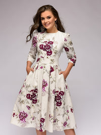 MyWestern Women Elegant Floral Print Half Sleeve Midi Dress My Western
