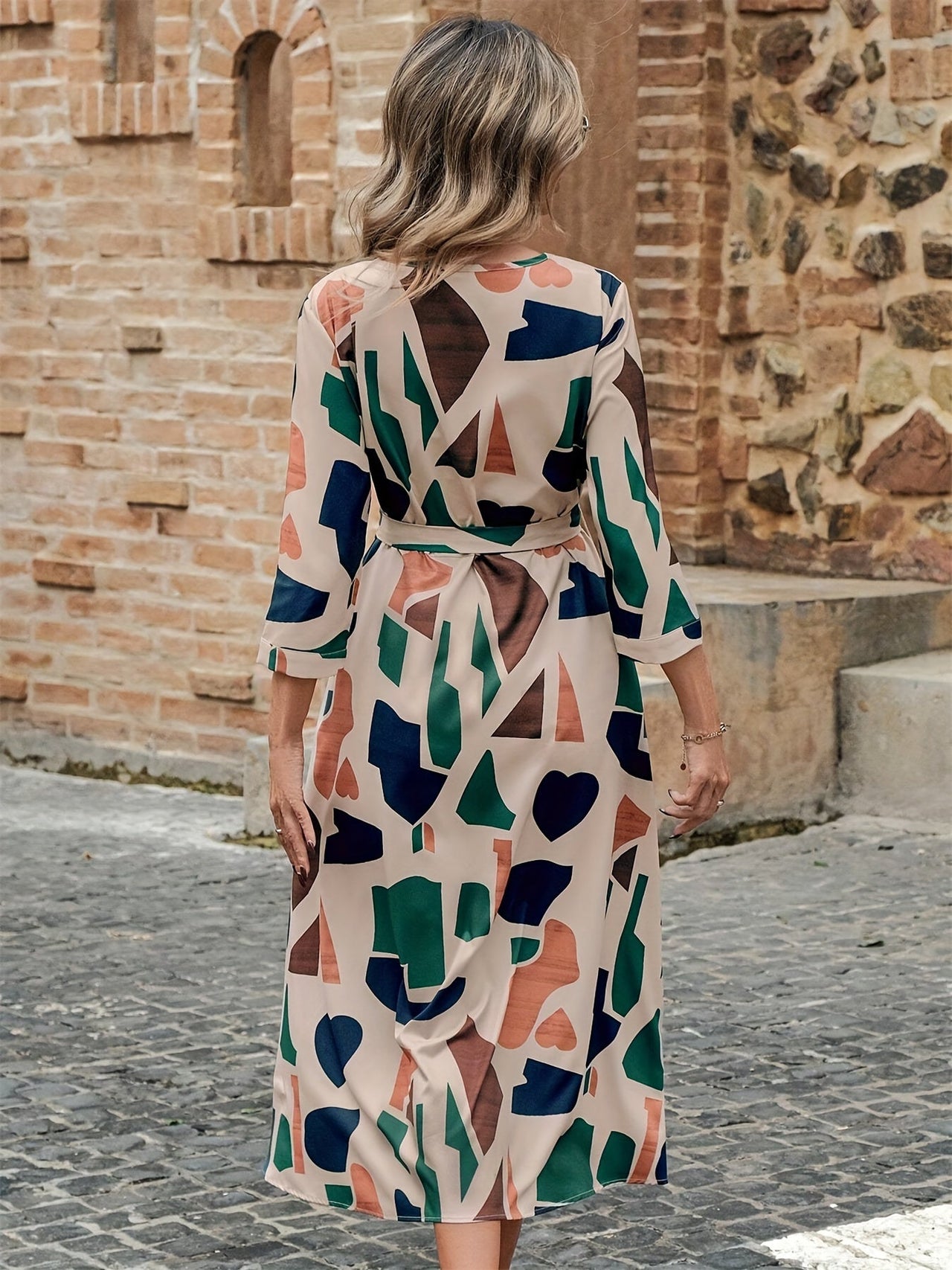 MyWestern Geo Print Belted Dress MyWestern