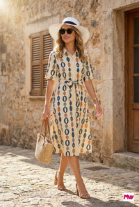 Mywestern Sunset Stroll Shirt Dress – Chic Print, Everyday Ease