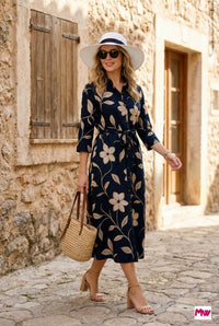 Mywestern Midnight Bloom Shirt Dress