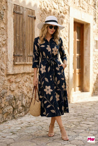 Mywestern Midnight Bloom Shirt Dress