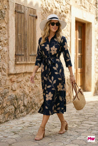 Mywestern Midnight Bloom Shirt Dress