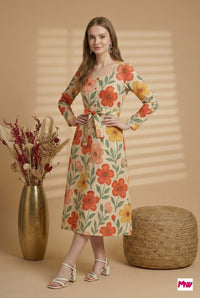 MyWestern Bold Bloom Long-Sleeve Midi Dress