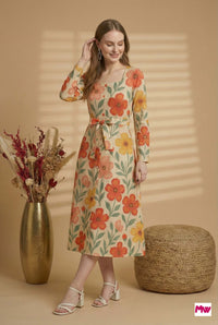 MyWestern Bold Bloom Long-Sleeve Midi Dress