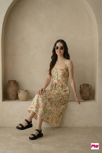 MyWestern Floral Bliss Strappy Midi Dress