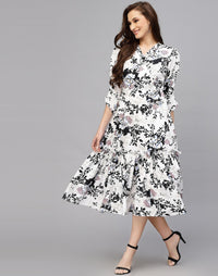 My Western Women's Crepe Floral Printed Ruffled Western Maxi Dress My Western