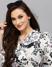 My Western Women's Crepe Floral Printed Ruffled Western Maxi Dress My Western