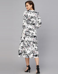My Western Women's Crepe Floral Printed Ruffled Western Maxi Dress My Western