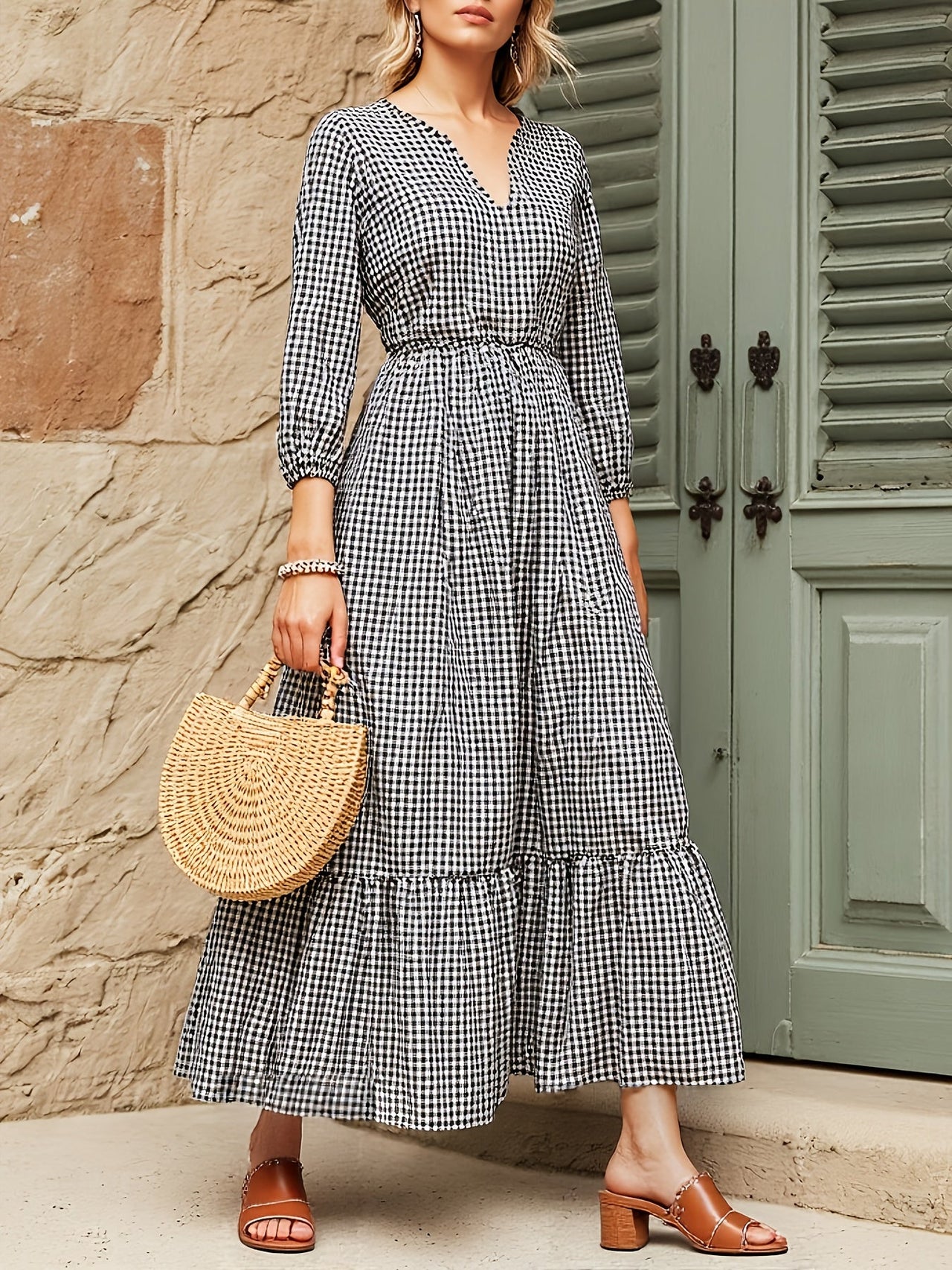 MyWestern black and white gingham maxi dress My Western
