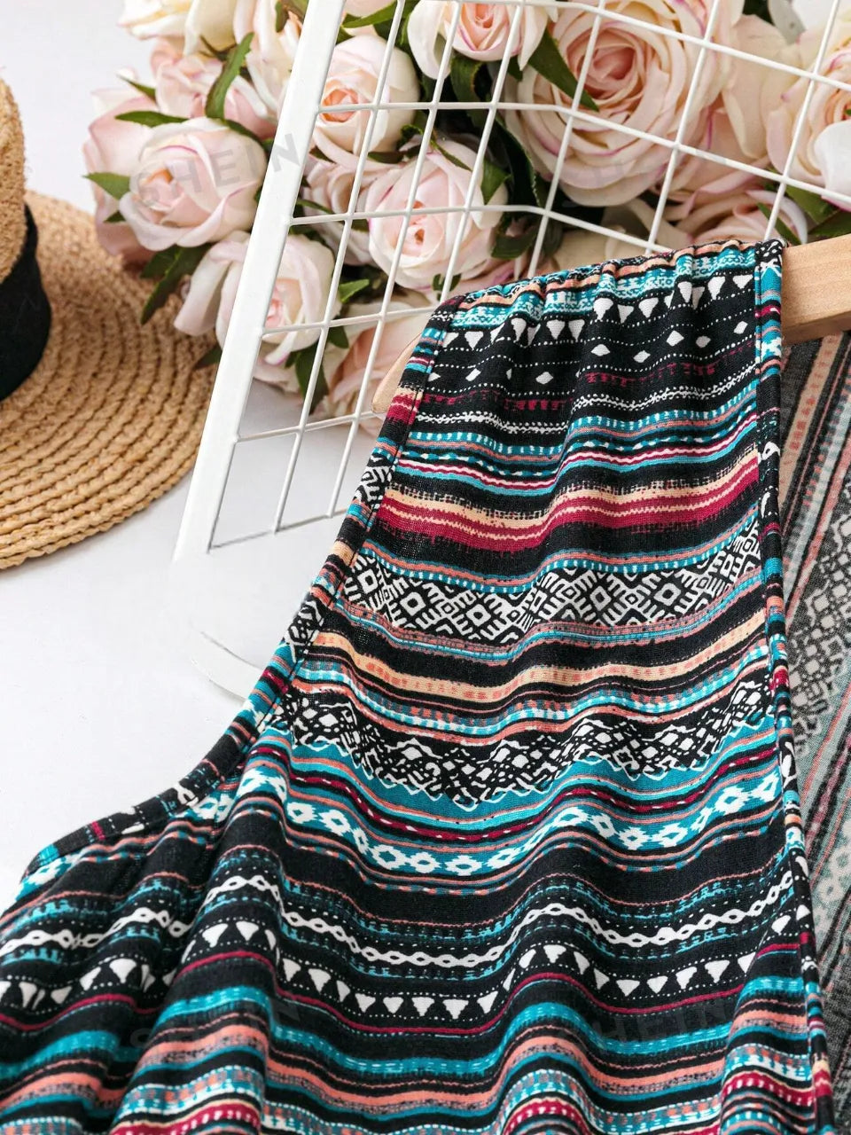 My Western Striped V-Neck Sleeveless Waist-Tie Dress My Western